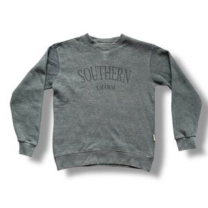 Southern Charm Blue-Gray Crewneck Sweatshirt Women’s Sz Medium Comfy Loungewear